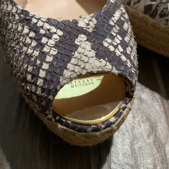 Stuart Weitzman snake print open toe wedges - Picture 6 of 11